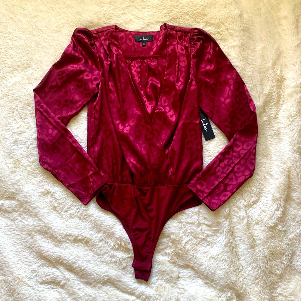 Lulu’s Burgundy 2-Piece Bodysuit with Skirt